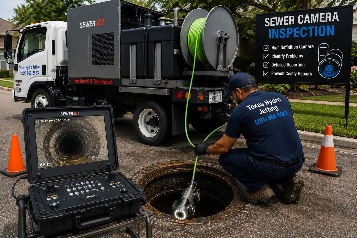 Sewer Camera Inspection service Sewer Camera Inspection service image for Texas Hydro Jetting & Drain
